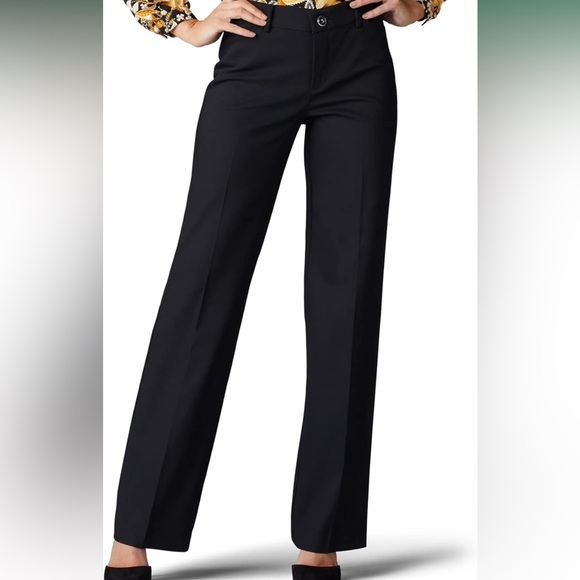 Lee Women's Black Straight Leg Trousers -14 Short - Ultra Lux Comfort NWT - Picture 2 of 11